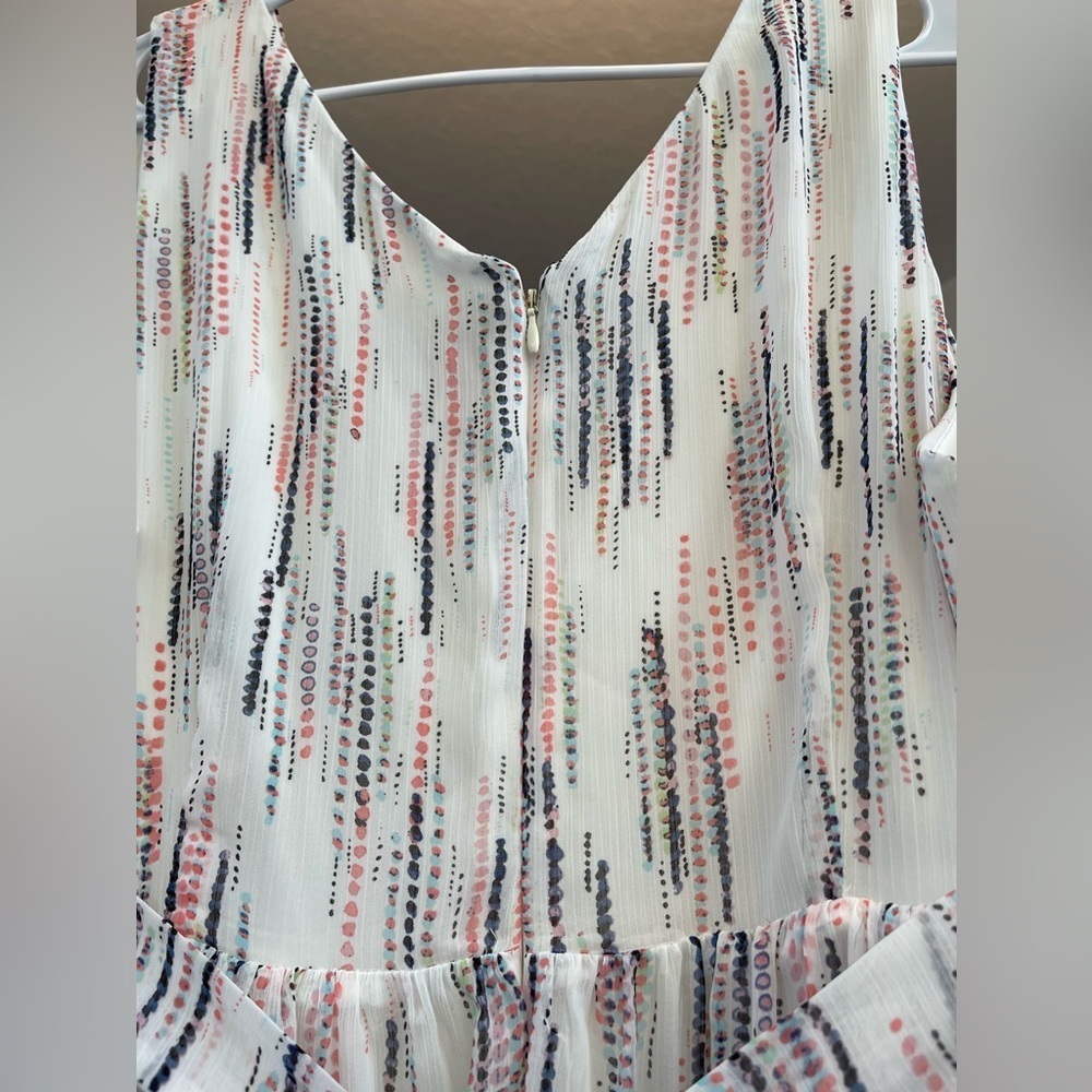 Motherhood Maternity Xl Womens Maxi Flow Photograph V Neck Tie Zip Lined Formal - Picture 4 of 15